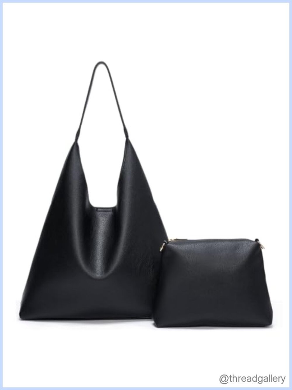2-Piece Hobo Bag Set Soft Vegan Leather Slouchy Tote Shoulder Work Bag